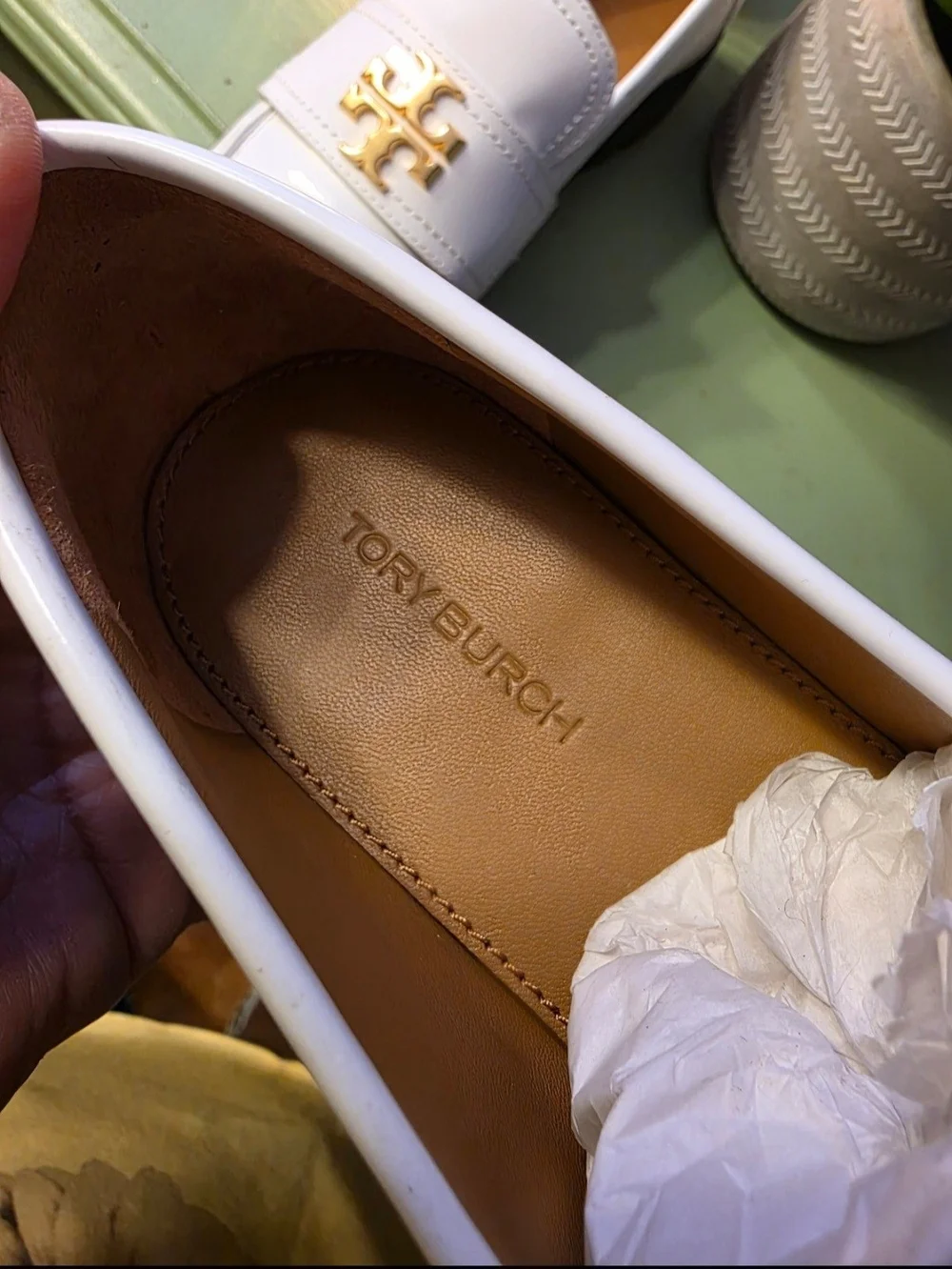 Tory Burch White Women's Leather Chunky Loafers with Gold Emblem 6